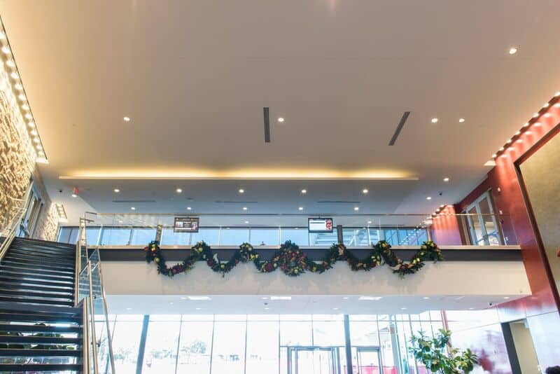 Christmas interior design holiday decor custom office corporate restaurant