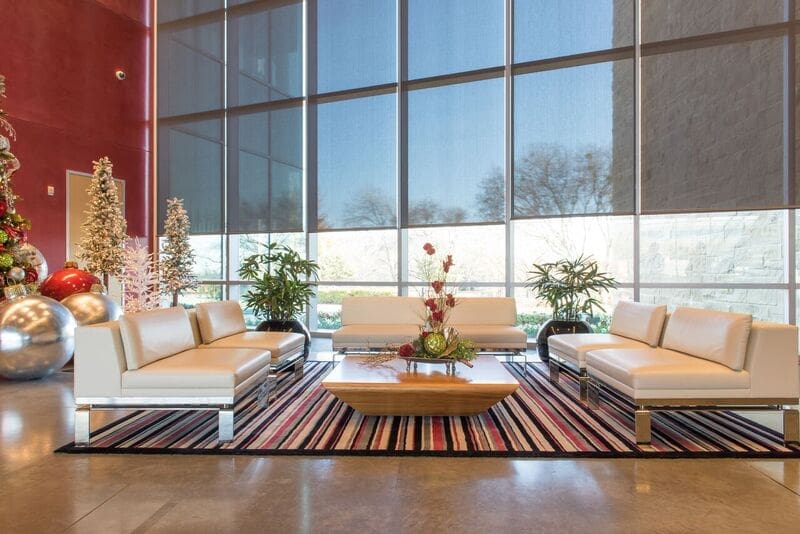 Christmas interior design holiday decor custom office corporate restaurant