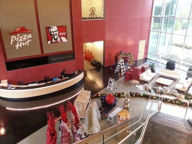 Christmas interior design holiday decor custom office corporate restaurant